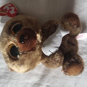 Ty Plush Brown Bear with Sparkly Fish